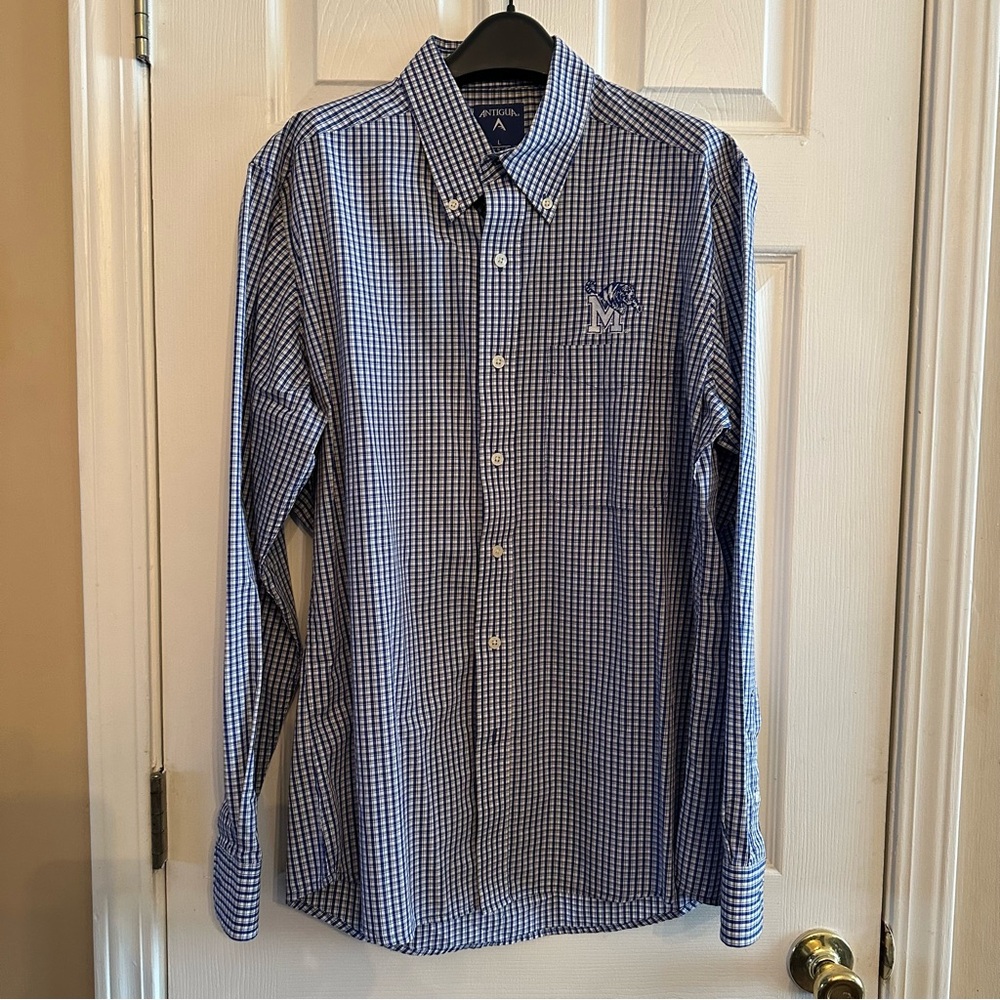 Univ of Memphis Tigers logo long sleeve dress shirt
